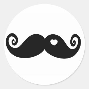 I simply love Moustache Classic Round Sticker