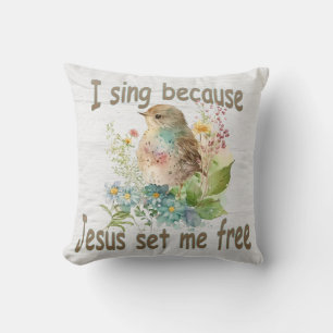 I Sing Throw Pillow Christian Home Decor Bird