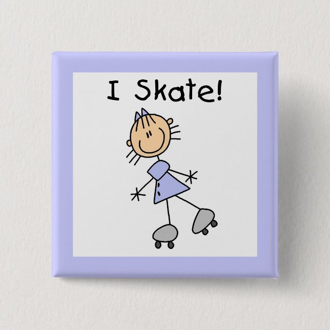 I Skate - Girl Roller Skater 15 Cm Square Badge (Front)