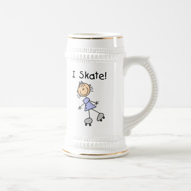 I Skate - Girl Roller Skater Beer Stein (Right)