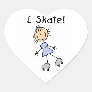 I Skate Girl Roller Skater Heart Sticker