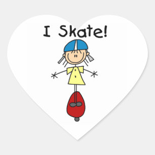I Skate Skateboarding Girl Heart Sticker