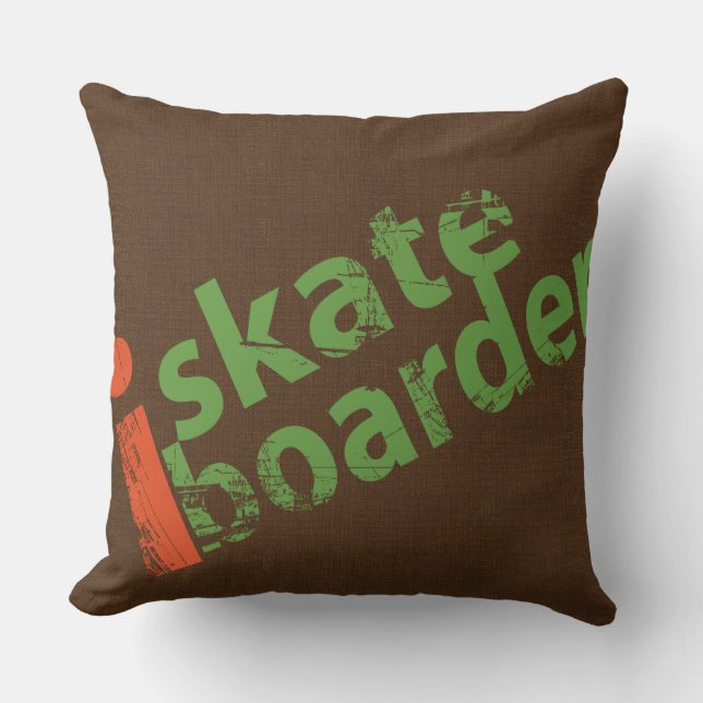 i SkateBoarder Vintage Brown Cushion (Front)