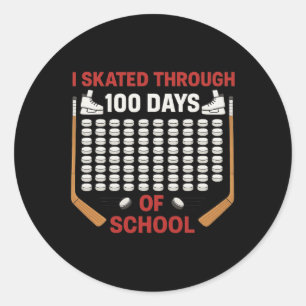 I Skated Through 100 Days Of School Ice Hockey Fan Classic Round Sticker