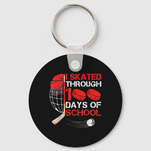I Skated Through 100 Days Of School Ice Hockey Fan Key Ring