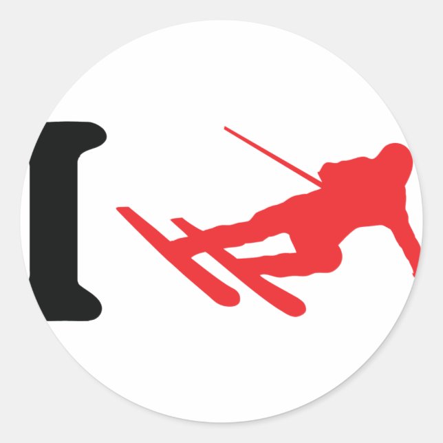 i ski icon skiing classic round sticker (Front)