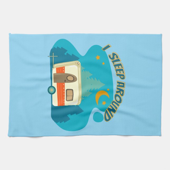 I Sleep Around Camper Van Camping Explorer Nature Tea Towel (Horizontal)