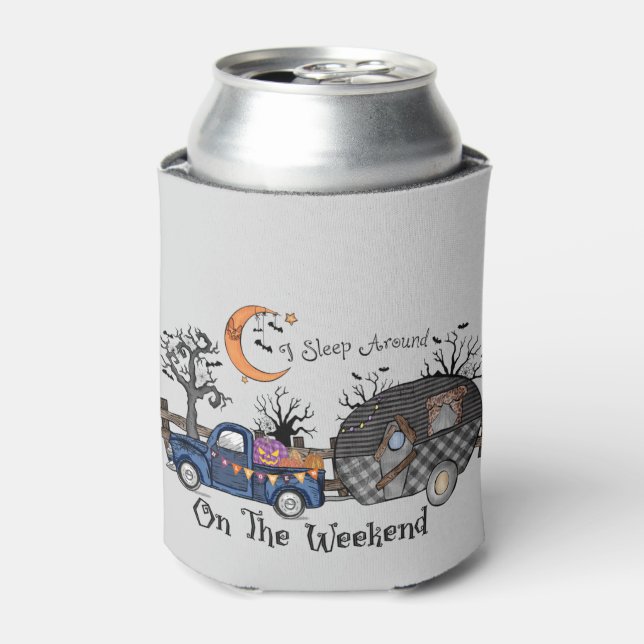 I Sleep Around on the Weekend – Funny Halloween Can Cooler (Can Front)