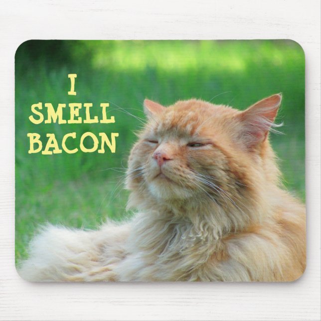 I Smell Bacon Big Orange Cat Mouse Pad (Front)
