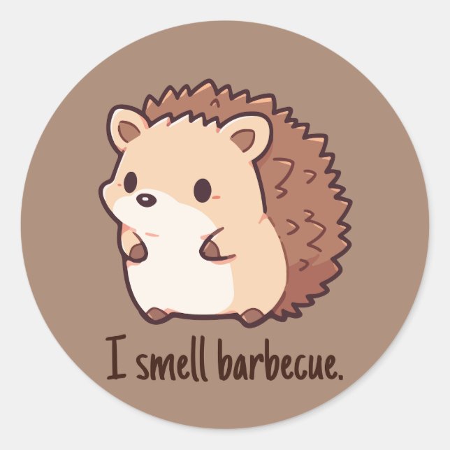 I smell barbecue Funny Hedgehog Classic Round Sticker (Front)