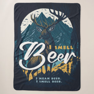 I smell beer deer in the mountain lanscape  sherpa blanket