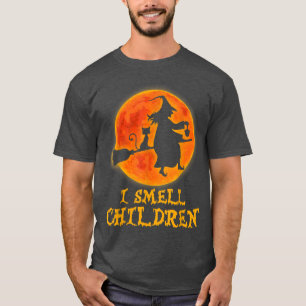 I Smell Children Halloween Costume Witch Black Cat T-Shirt