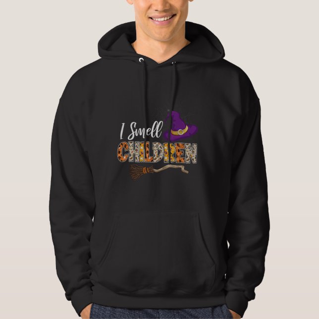 I Smell Children Teacher Halloween Witch Brooms Hoodie (Front)