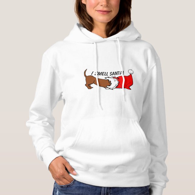 I Smell Santa! Cartoon Dachshund Christmas Hoodie (Front)