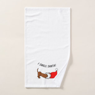 I Smell Santa! Dachshund Cartoon  Hand Towel