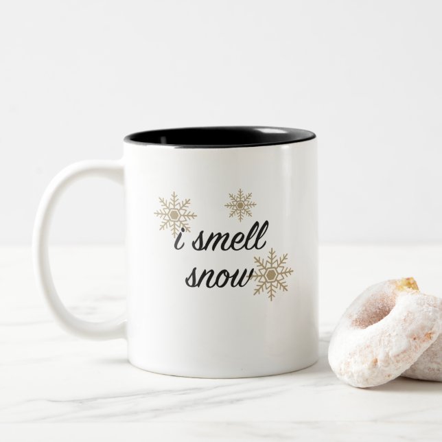 I Smell Snow Snowflake Coffee Mug (With Donut)