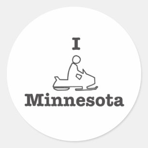 I Snowmobile Minnesota Classic Round Sticker