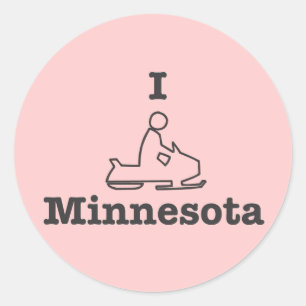 I Snowmobile Minnesota Classic Round Sticker