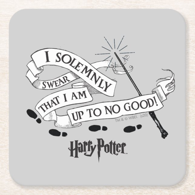 I Solemnly Swear That I Am Up To No Good Square Paper Coaster (Front)