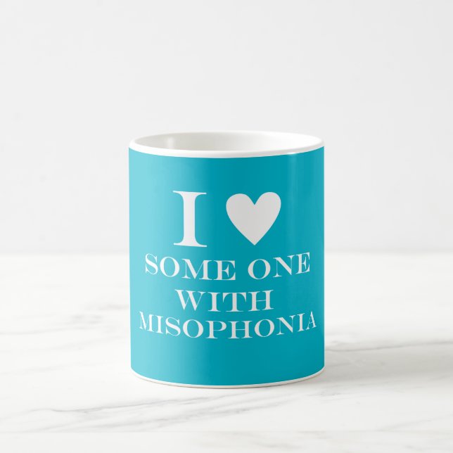 I ♥ Someone with Misophonia Mug - Turquoise (Center)