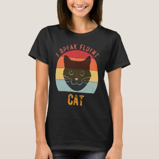 I Speak fluent Cat Cute Cat retro vintage 2 T-Shirt