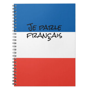 I Speak French with France Flag Colors Language Notebook