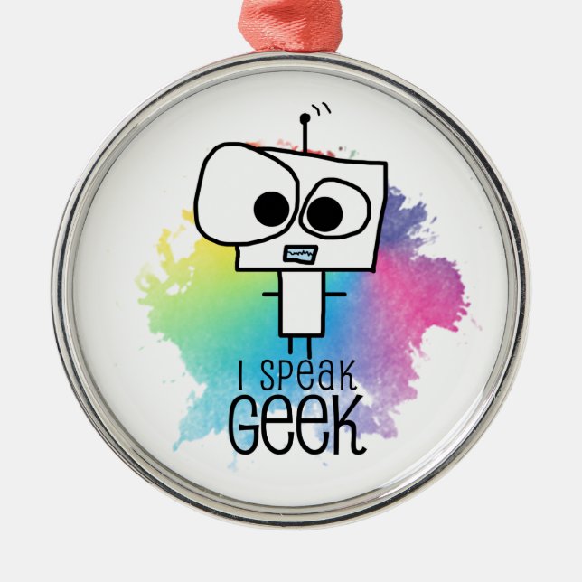 I Speak Geek Metal Tree Decoration (Front)