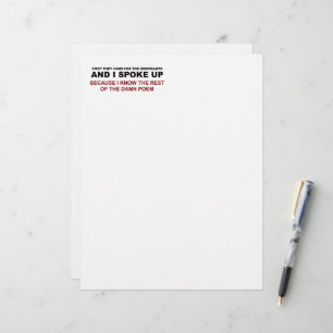 I Spoke Up Custom Letterhead