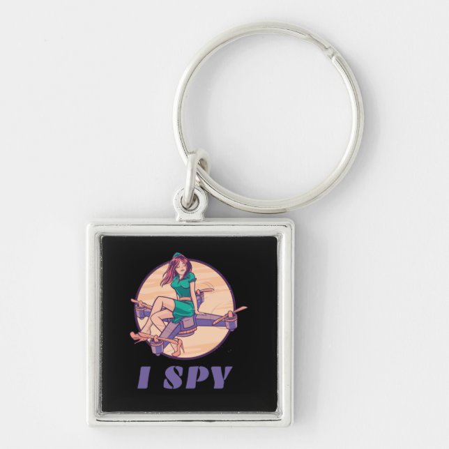 I Spy Spy Drone For Girls Key Ring (Front)