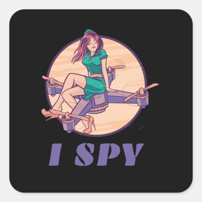 I Spy Spy Drone For Girls Square Sticker (Front)