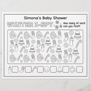 I-Spy Winter Baby Shower Kids Activity Placemat