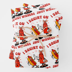 I Squirt On Juicy Wieners Adult Humour Funny Wrapping Paper Sheet