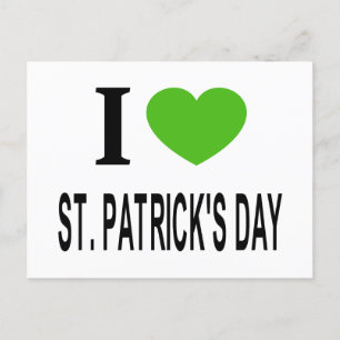I ❤️ ST. PATRICKS DAY with green heart  Holiday Postcard