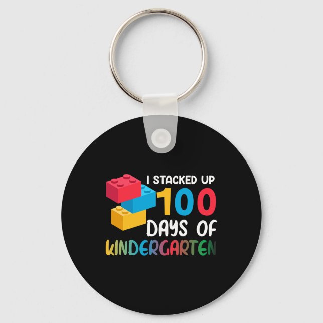 I Stacked Up 100 Days Of Kindergarten Building Blo Key Ring (Front)