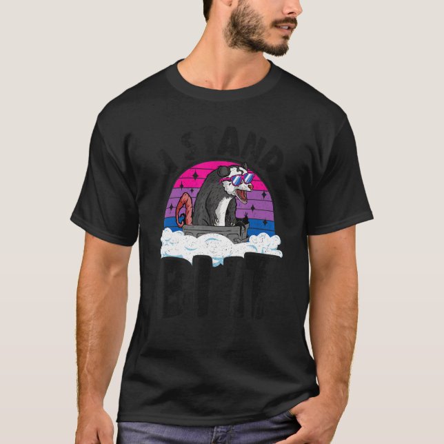 I Stand Bi It Opossum Bisexual Pride Flag Rainbow  T-Shirt (Front)