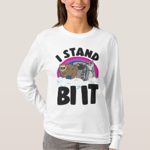 I Stand Bi It Opossum Racoon Bisexual Pride Flag T-Shirt
