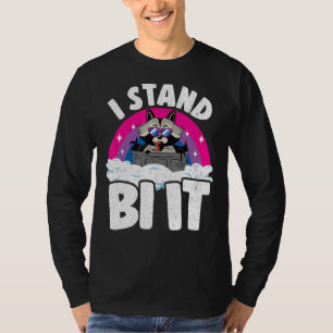 I Stand Bi It Racoon Bisexual Pride Flag Rainbow  T-Shirt