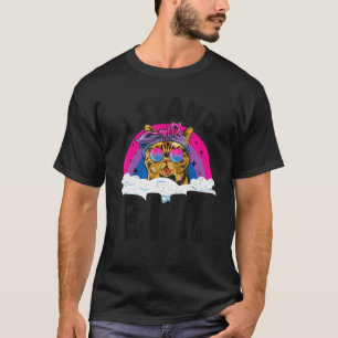 I Stand Bi It Rainbow Cat Bisexual Pride Flag Bi P T-Shirt