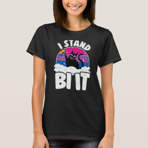 I Stand Bi It Rainbow Cat Bisexual Pride Flag Bi P T-Shirt