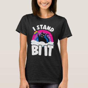 I Stand Bi It Rainbow Cat Bisexual Pride Flag Bi P T-Shirt