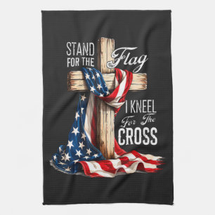 I Stand For The Flag And Kneel For The Cross Tea Towel