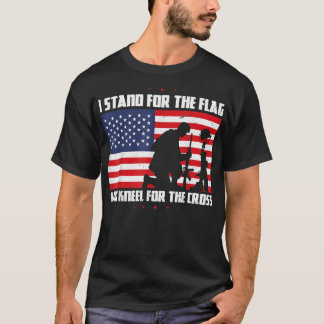 I Stand For The Flag And Kneel For The Cross US Fl T-Shirt