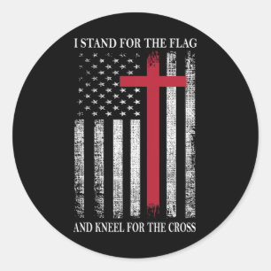 I Stand For The Flag And Kneel For The Cross Usa F Classic Round Sticker