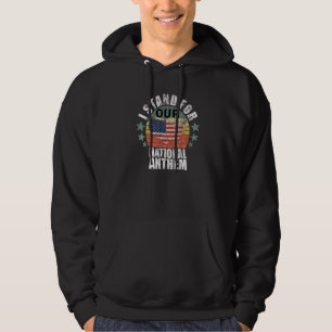 I Stand for The National Anthem Retro USA Flag Ame Hoodie