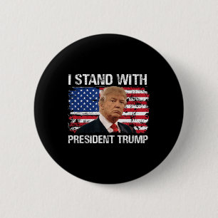 I Stand President Trump American Flag Trump 2024 M 6 Cm Round Badge