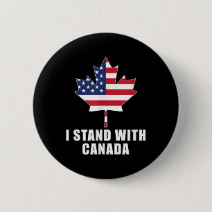 I Stand With Canada America Canadian Usa Flag T-sh 6 Cm Round Badge