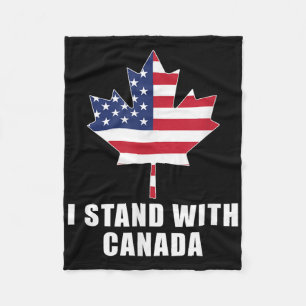 I Stand With Canada America Canadian Usa Flag T-sh Fleece Blanket