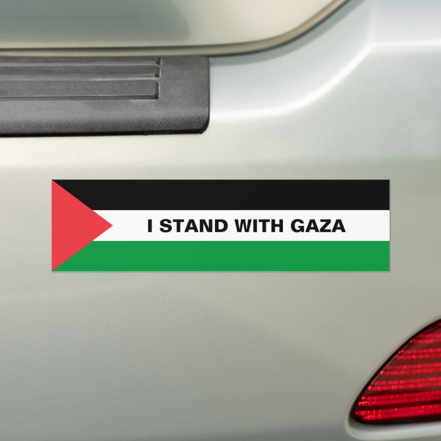 I stand with Gaza custom text Palestine flag Bumper Sticker (On Car)
