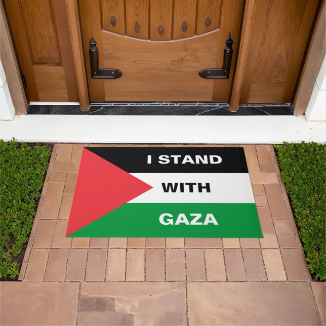 I stand with Gaza custom text Palestine flag Doormat (Outdoor)