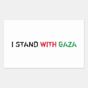 I stand with Gaza distressed grunge text white Rectangular Sticker